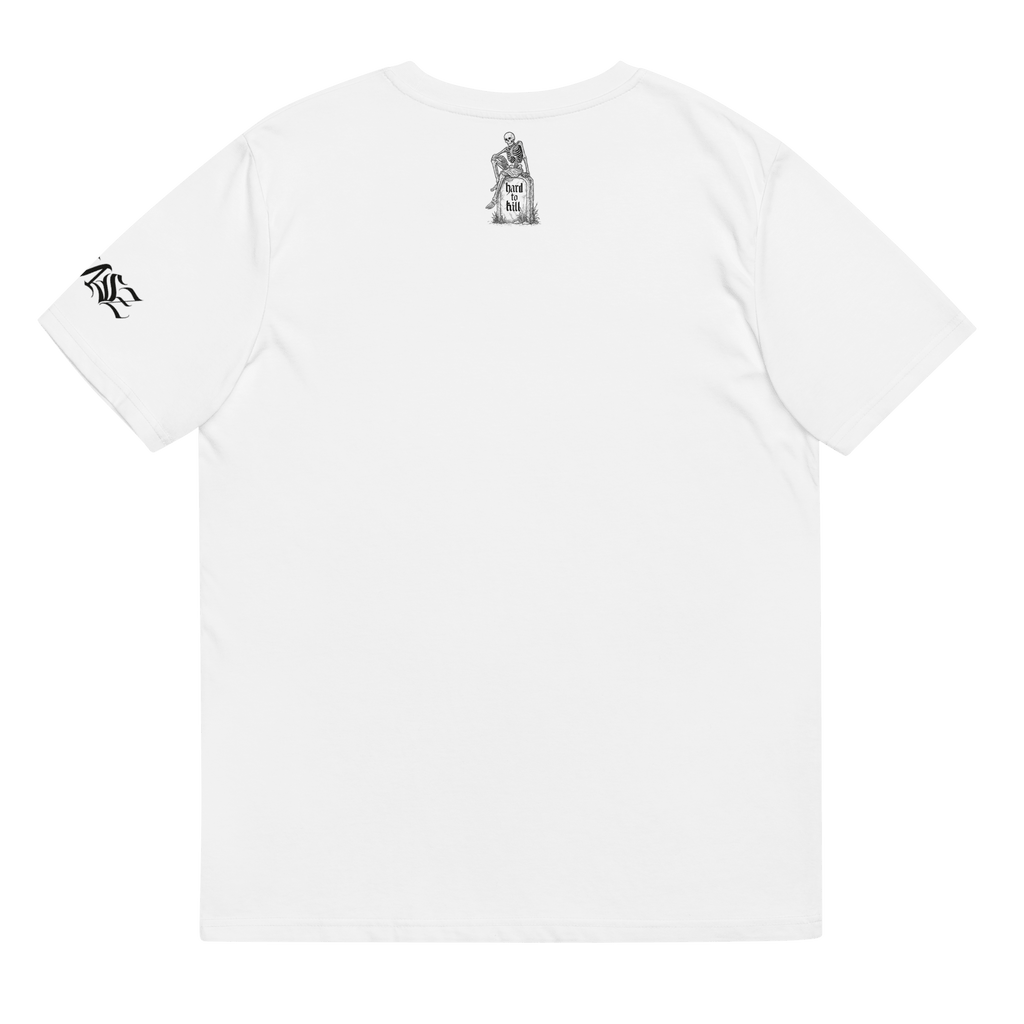 "Bad to the Bone" Unisex Bio - T-Shirt Weiss mit Rippkragen - rmnsz.store