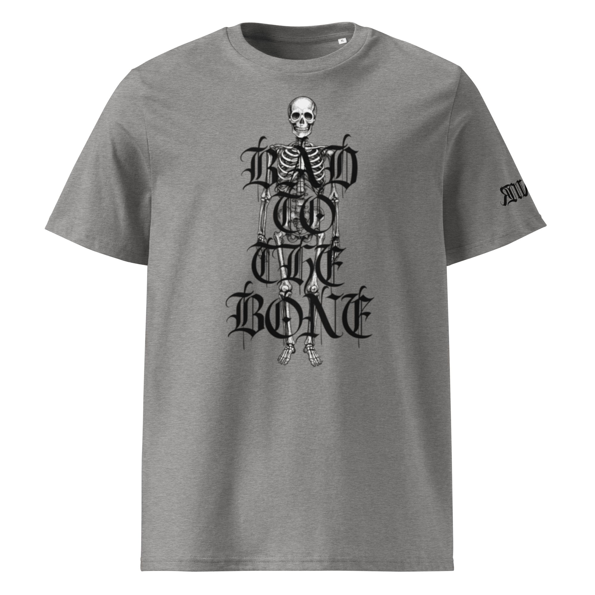 "Bad to the Bone" Unisex Bio - T-Shirt Weiss mit Rippkragen - rmnsz.store