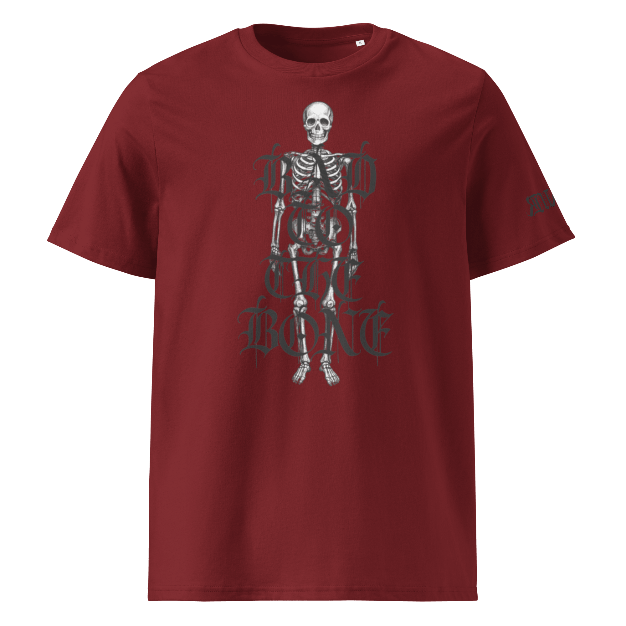 "Bad to the Bone" Unisex Bio - T-Shirt Weiss mit Rippkragen - rmnsz.store