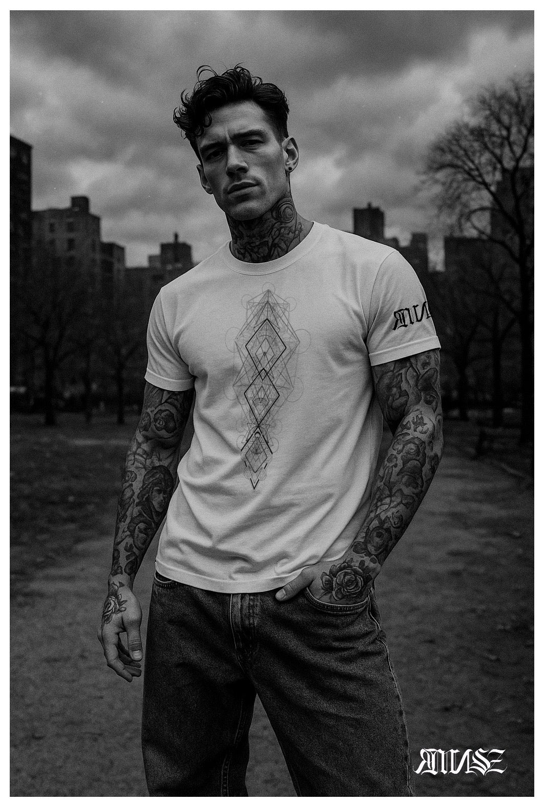 "Enigma" Unisex Bio - T-Shirt mit Rippkragen - rmnsz.store