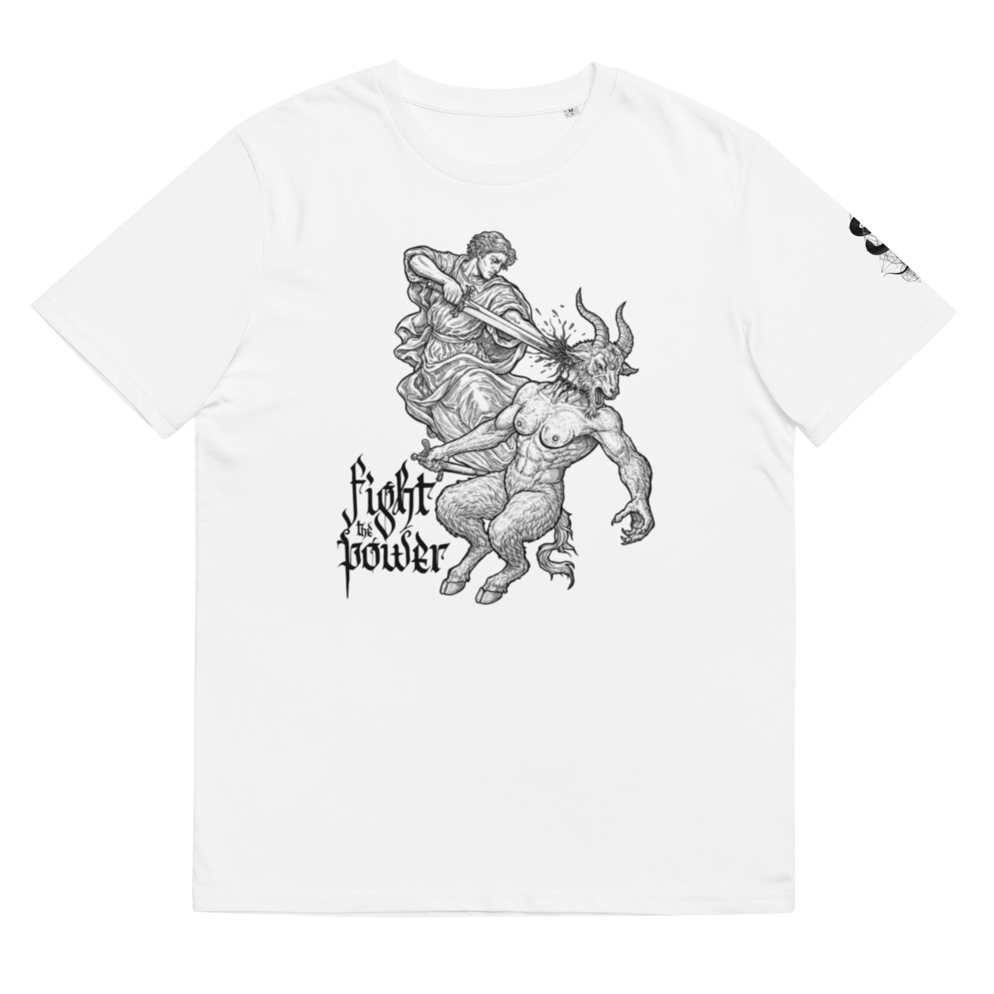 „Fight the Power“ Unisex Bio - T-Shirt Weiss mit Rippkragen - rmnsz.store