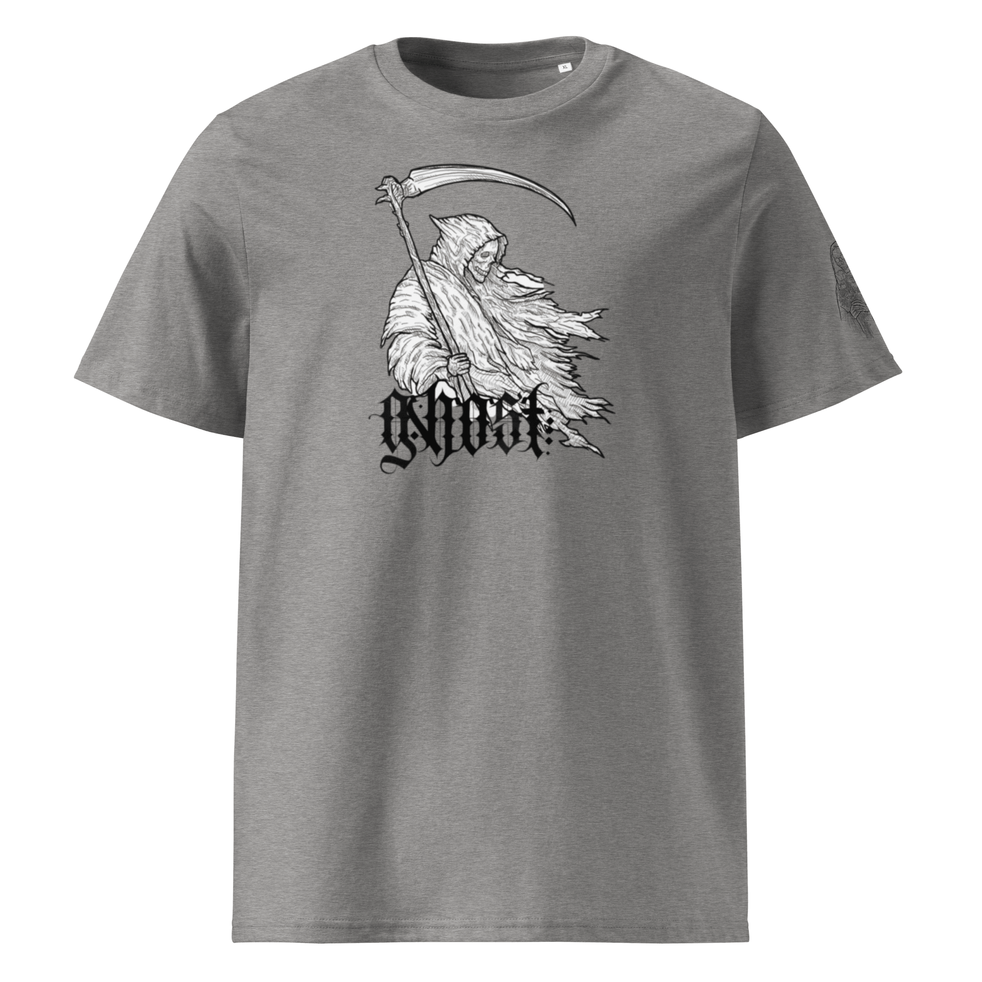 "Ghost" Unisex Bio - T-Shirt Weiss mit Rippkragen - rmnsz.store