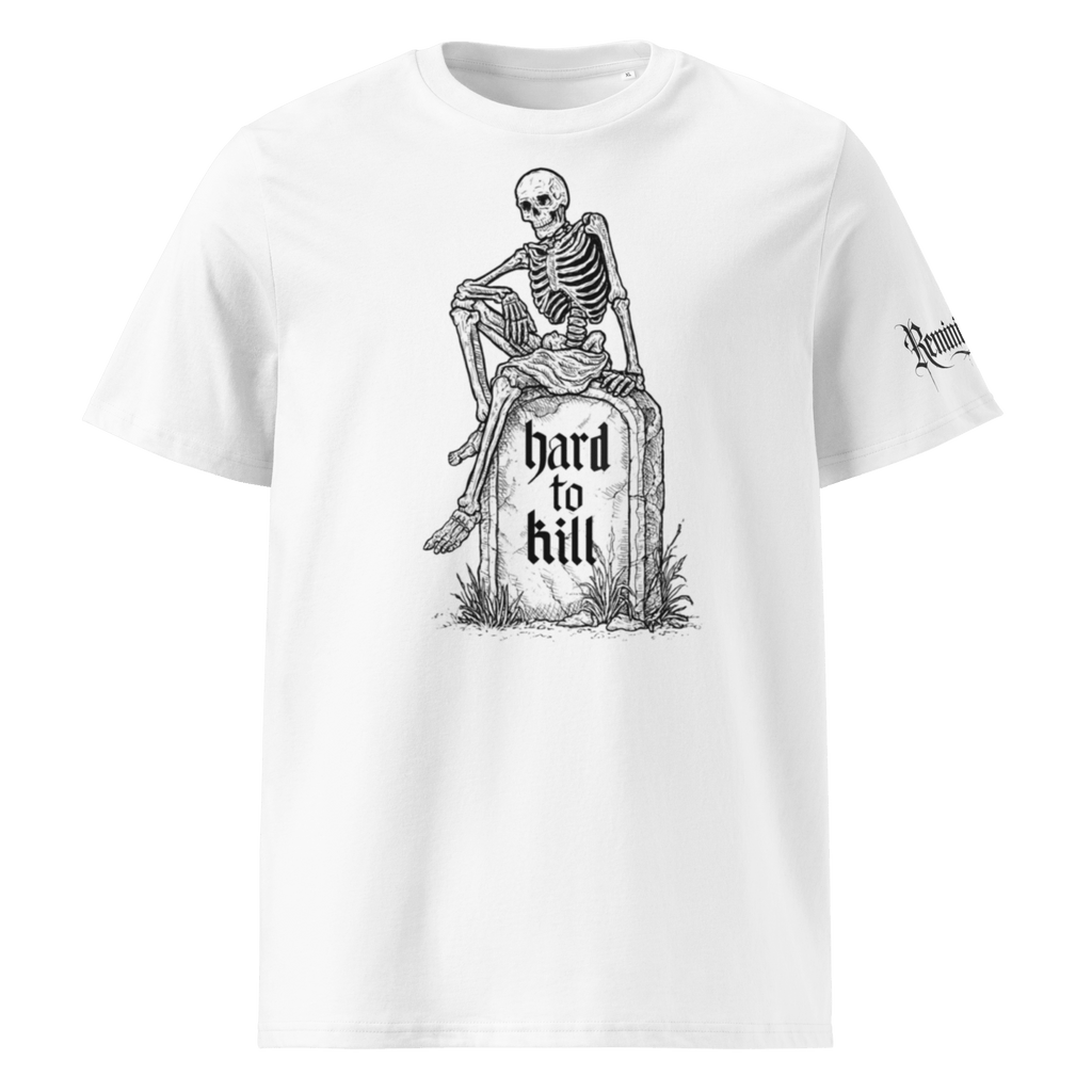 „Hard to Kill“ Unisex Bio - T-Shirt Weiss mit Rippkragen - rmnsz.store