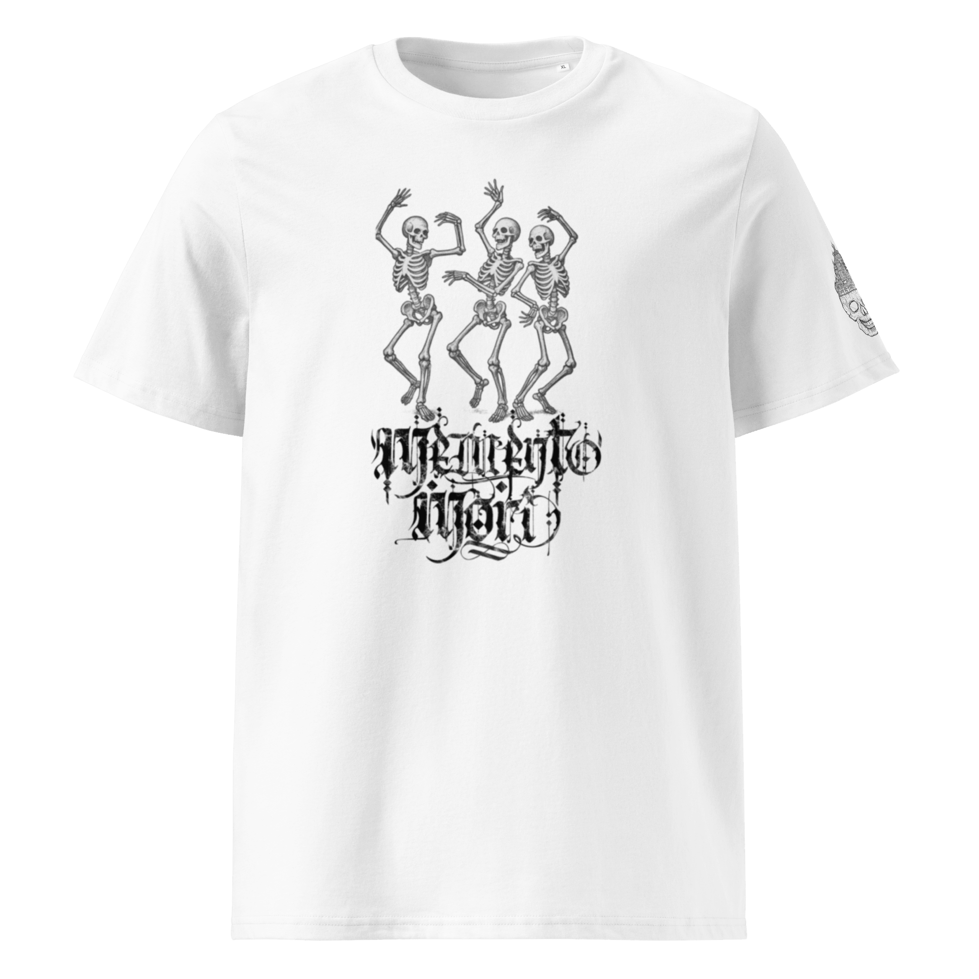 „M M“ Unisex Bio-T-Shirt Weiss mit Rippkragen - rmnsz.store
