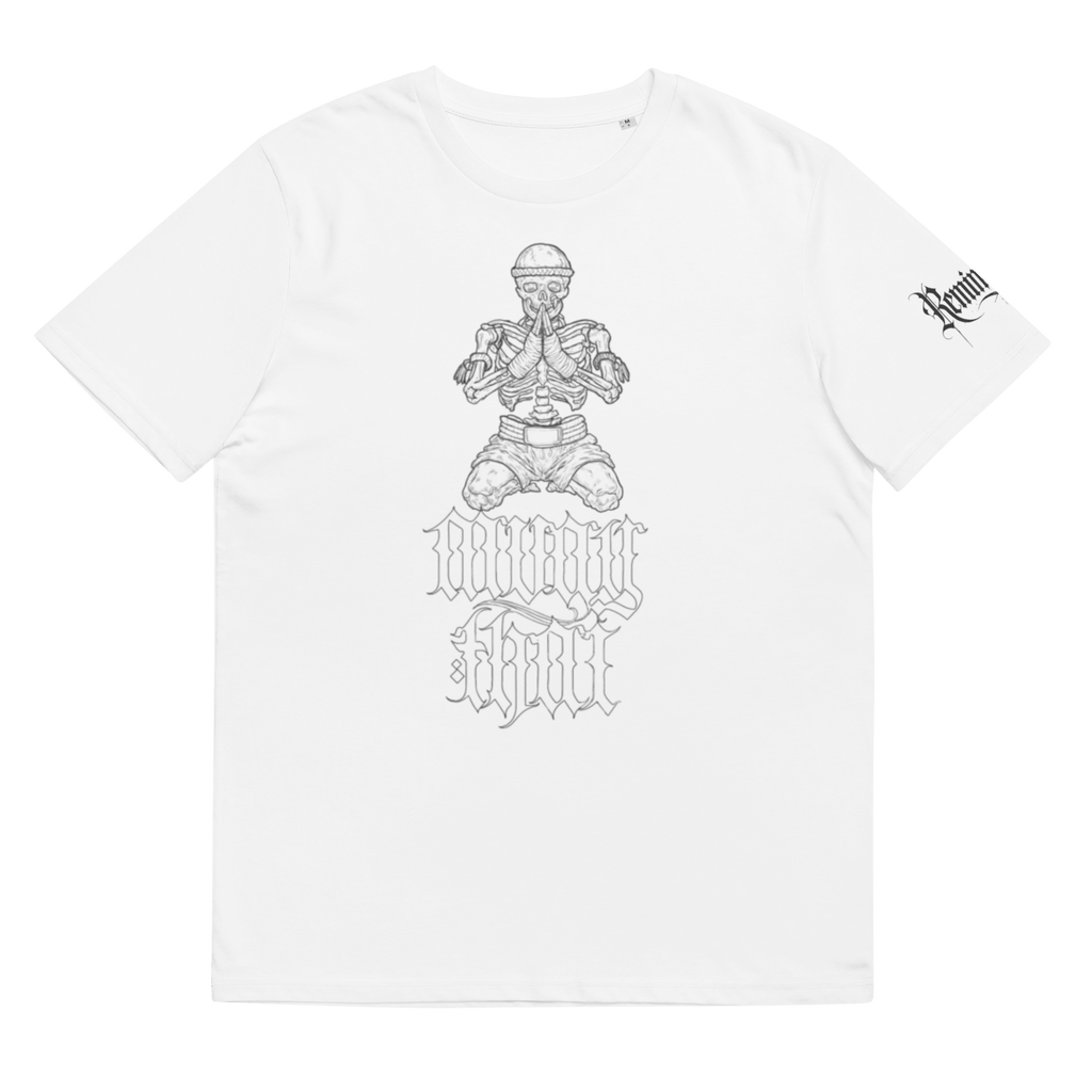 "MuayThai" Unisex Bio - T-Shirt Weiss mit Rippkragen - rmnsz.store