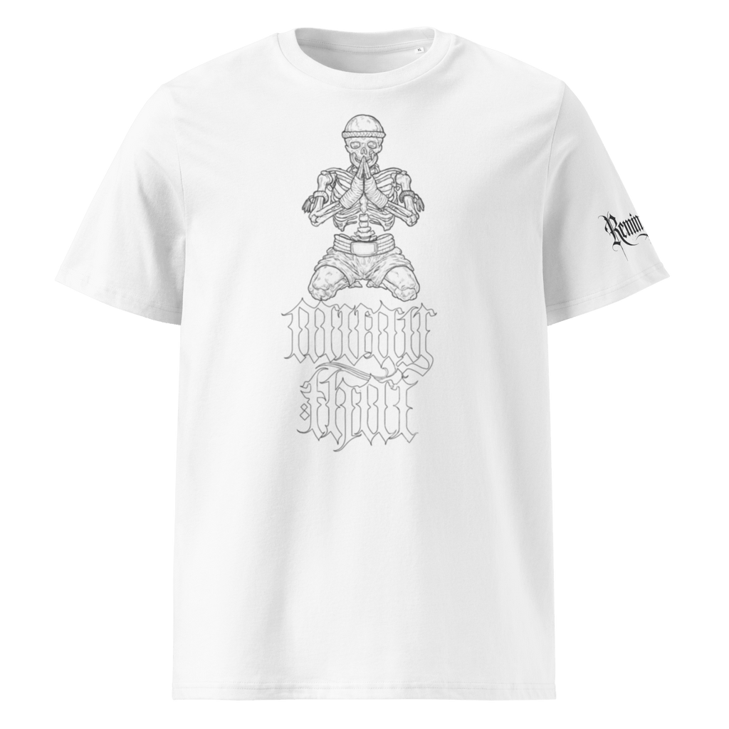 "MuayThai" Unisex Bio - T-Shirt Weiss mit Rippkragen - rmnsz.store
