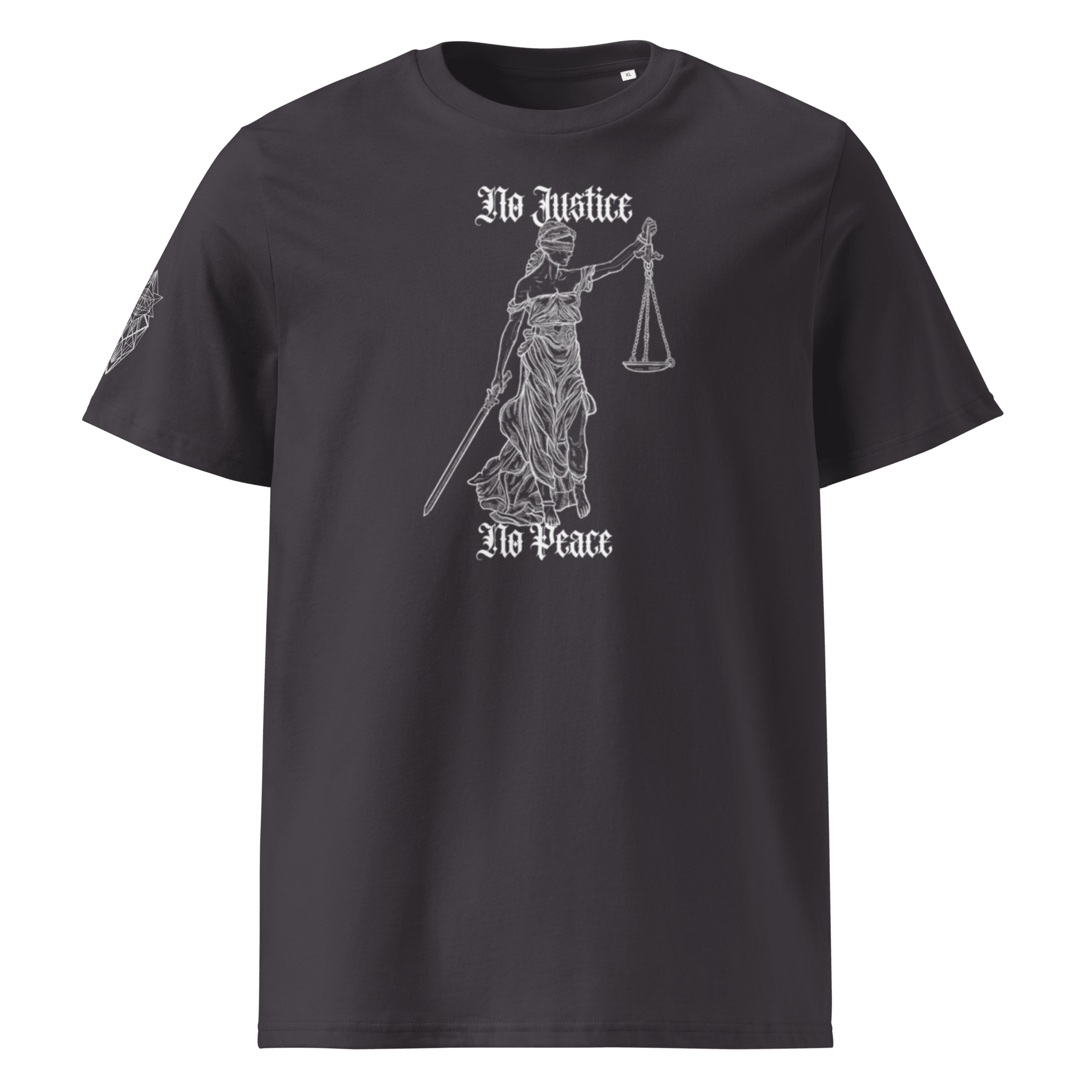 „No Justice“ Unisex Bio - T-Shirt mit Rippkragen - rmnsz.store