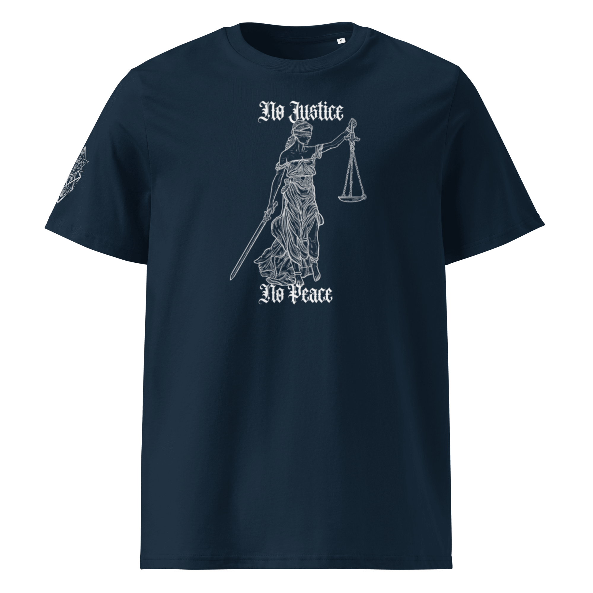 „No Justice“ Unisex Bio - T-Shirt mit Rippkragen - rmnsz.store