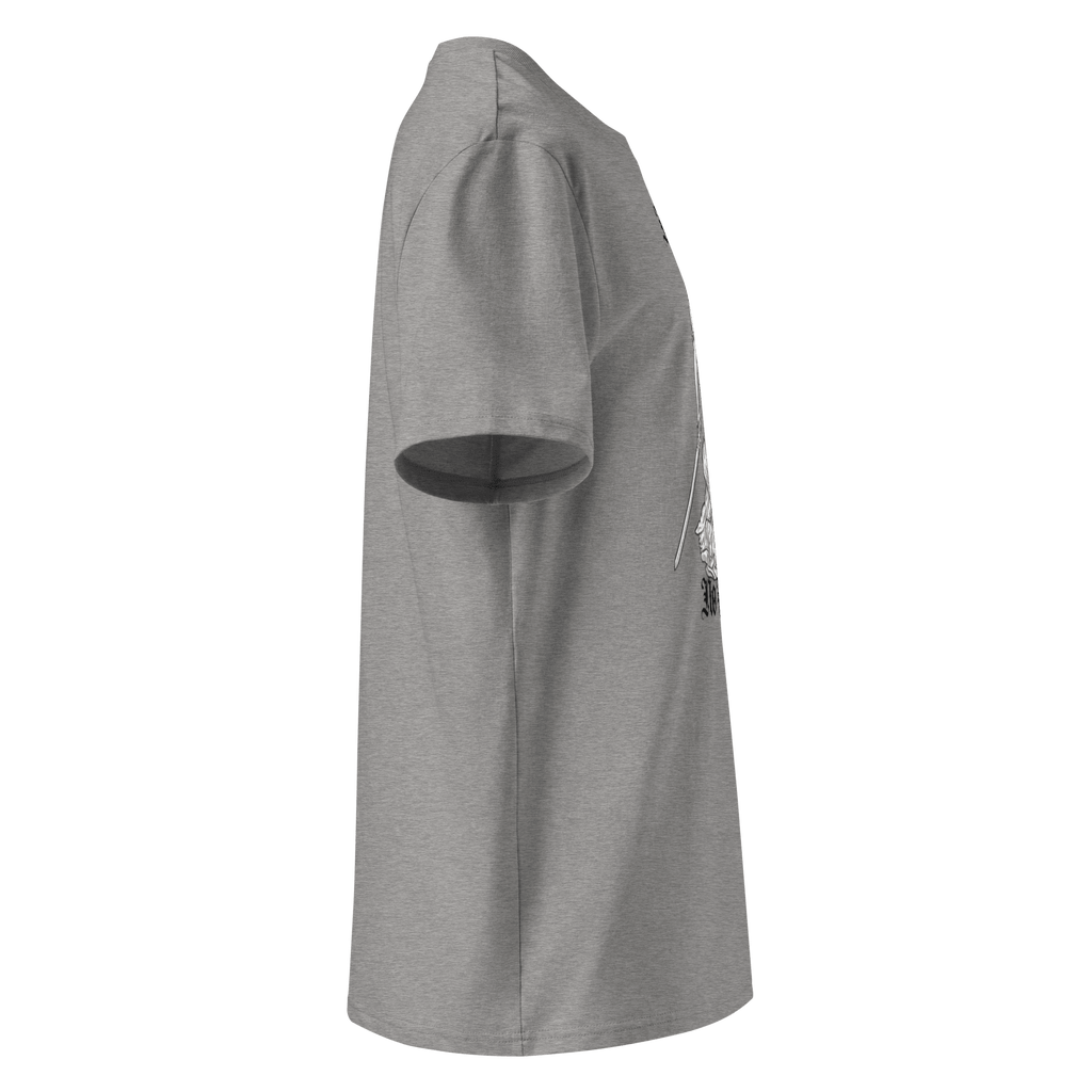 „No Justice“ Unisex Bio - T-Shirt Weiss mit Rippkragen - rmnsz.store