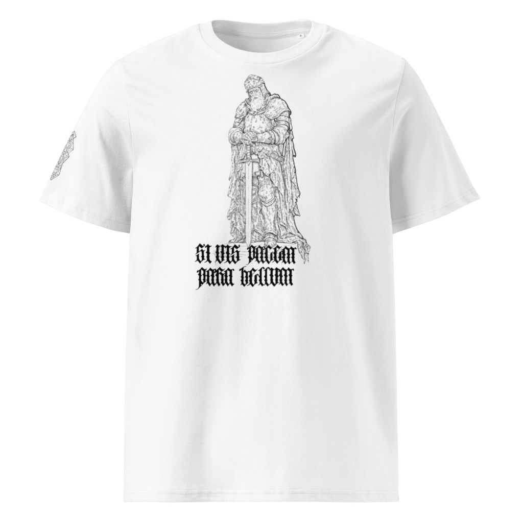 "Para Bellum" Unisex Bio - T-Shirt Weiss mit Rippkragen - rmnsz.store
