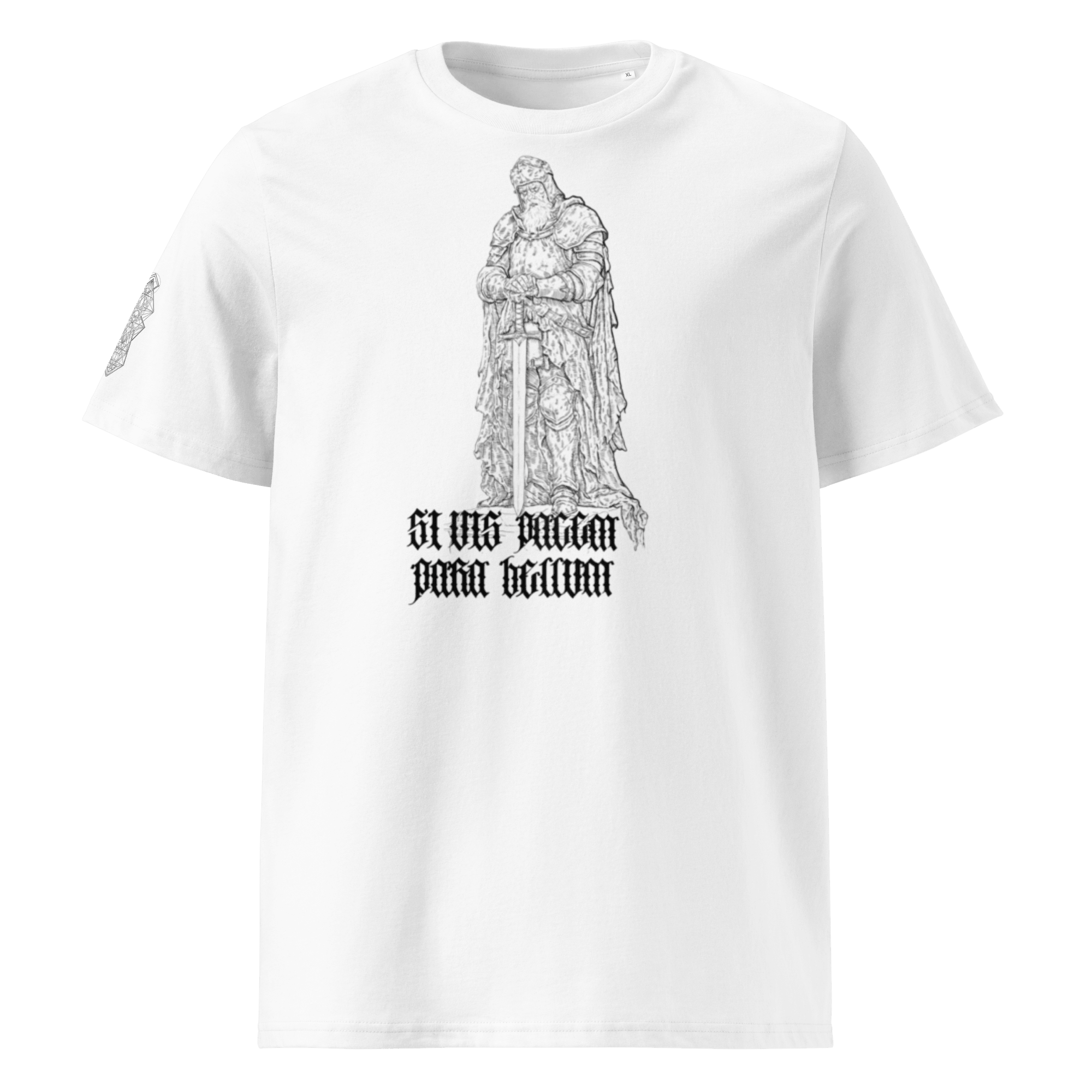 "Para Bellum" Unisex Bio - T-Shirt Weiss mit Rippkragen - rmnsz.store