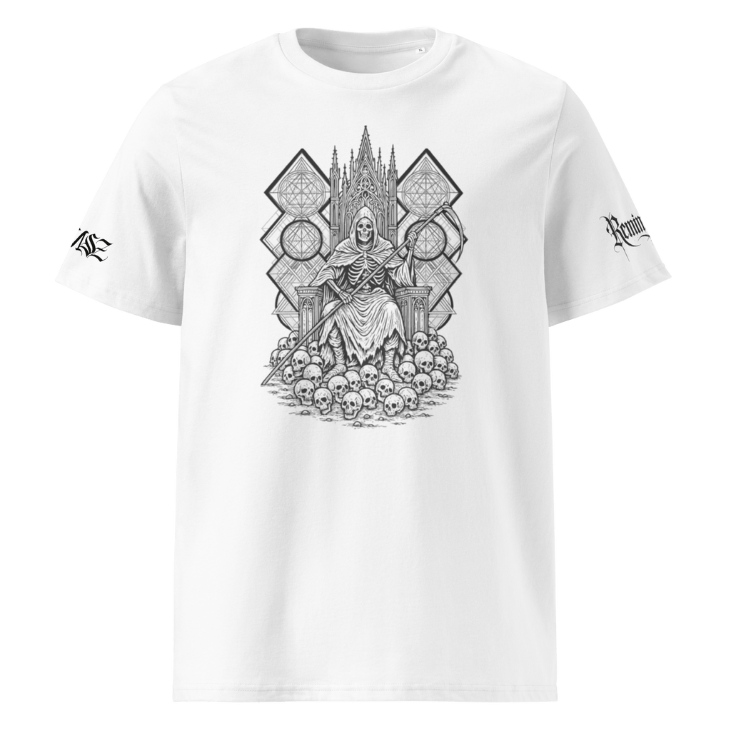 "Reaper" Unisex Bio - T-Shirt Weiss mit Rippkragen - rmnsz.store