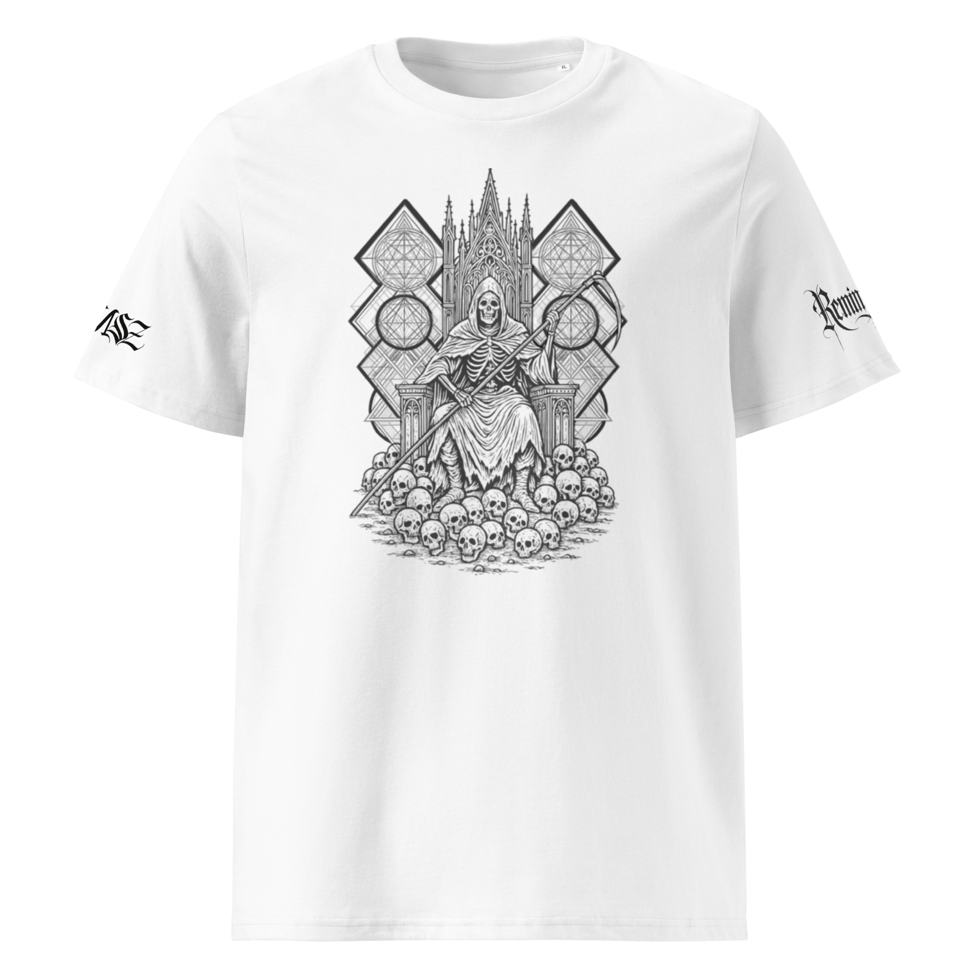 "Reaper" Unisex Bio - T-Shirt Weiss mit Rippkragen - rmnsz.store