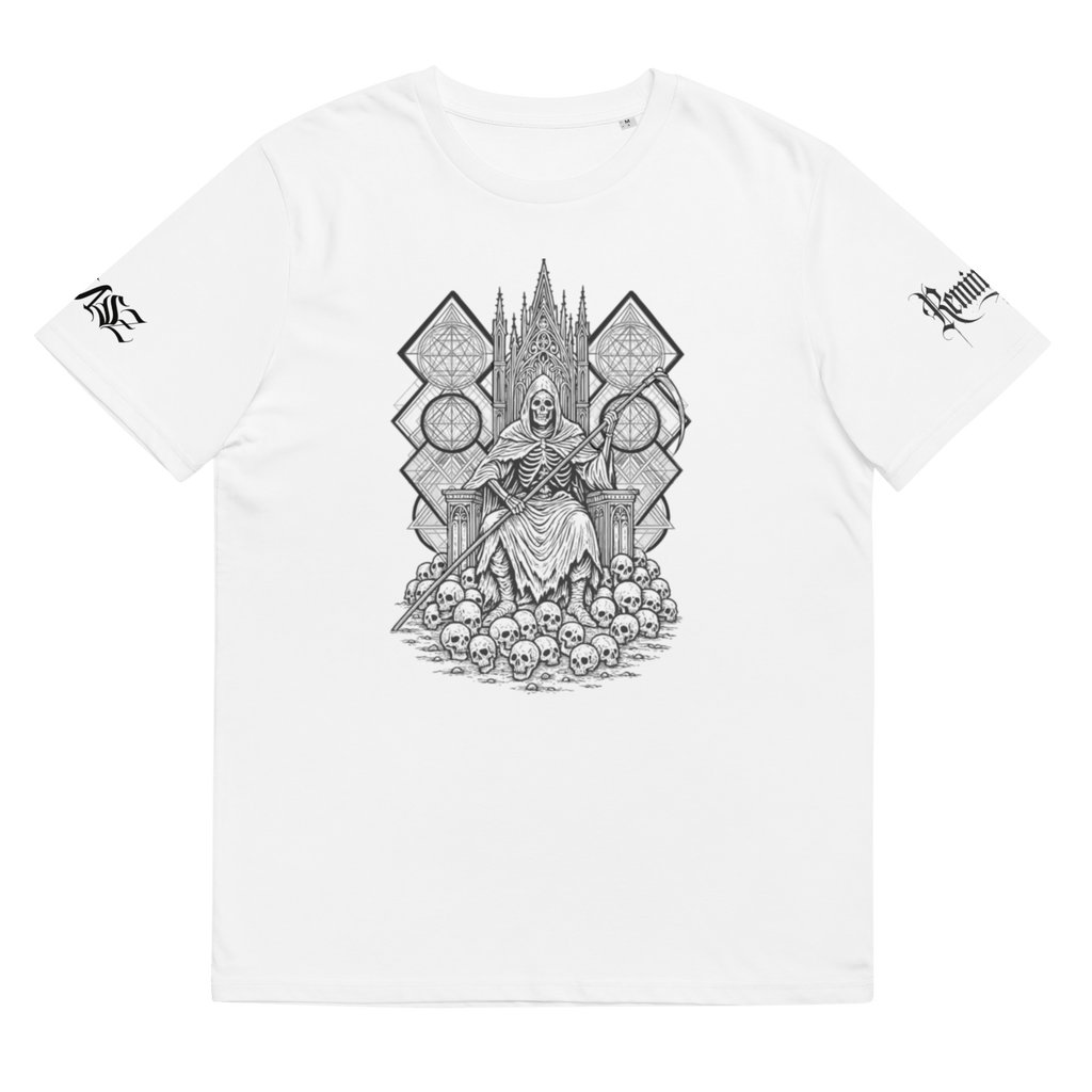 "Reaper" Unisex Bio - T-Shirt Weiss mit Rippkragen - rmnsz.store
